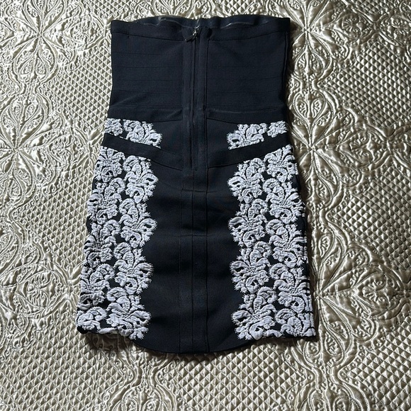 Bebe Black and White Strapless Bodycon Dress - Picture 3 of 9